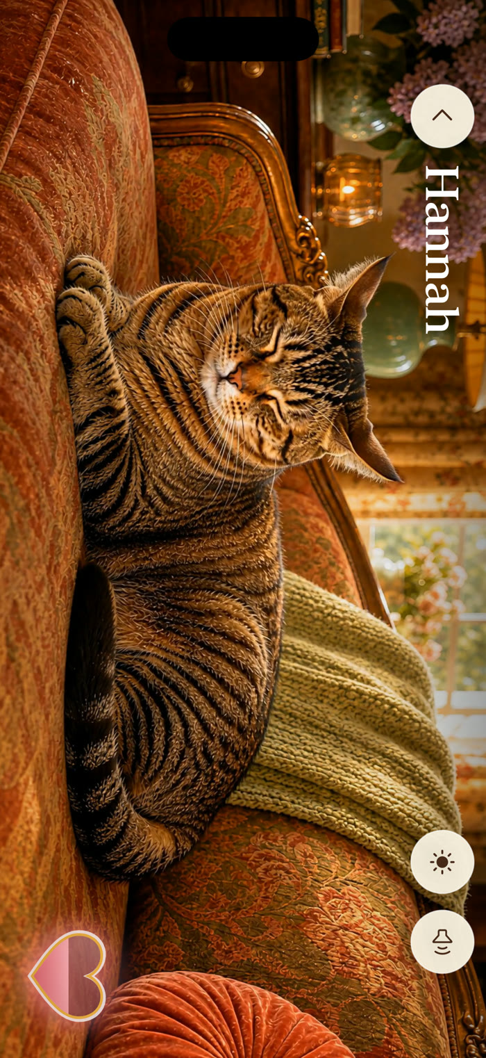 Purr interaction screen showing Hannah in her room